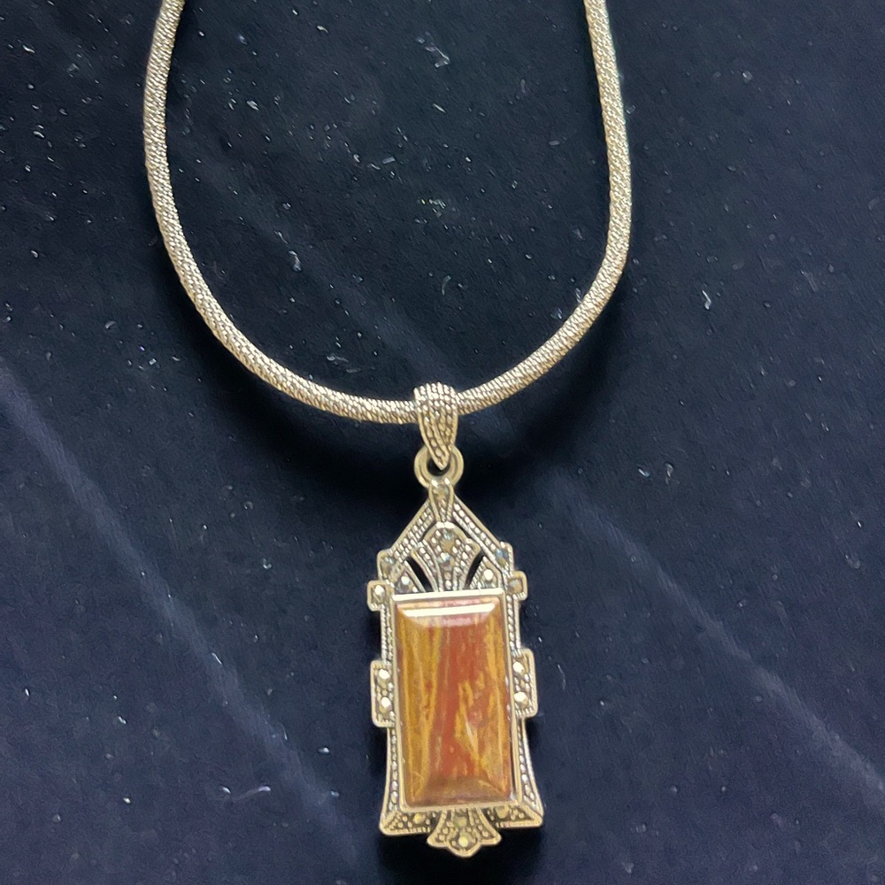 Vintage stone Marcasite Necklace Silvet
